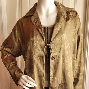 ACOA Green Floral Print Tie Front Kimono S